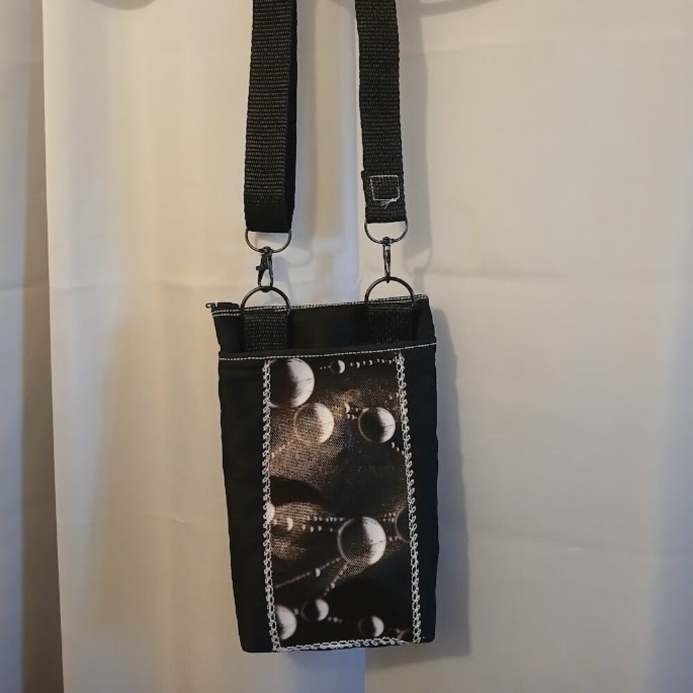 New Mini Travel Sling pack Crossbody Photo Canvas Water droplet Web Black denim